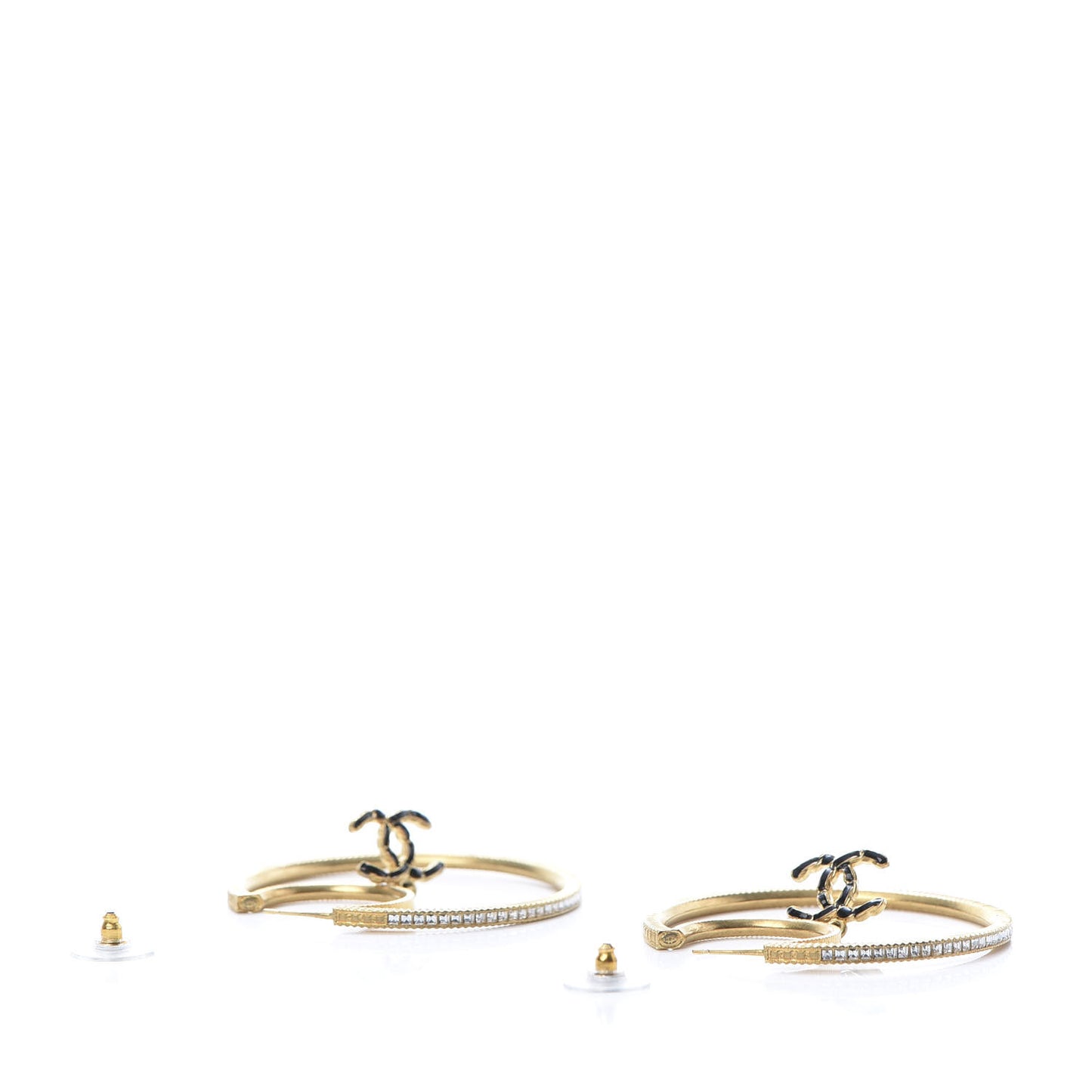 Crystal CC Drop Hoop Earrings Gold