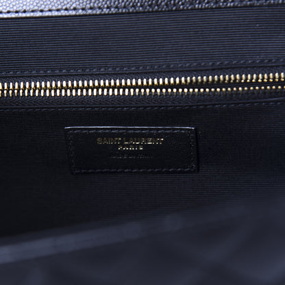 Saint Laurent Grain De Poudre Textured Mixed Matelasse Large Triquilt Monogram Satchel Black 9 of 11