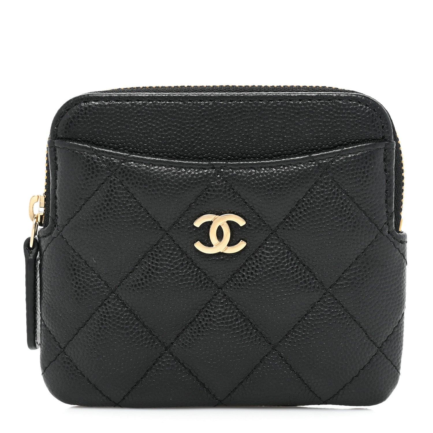 Chanel Caviar Quilted Zip Card Holder Wallet Black 1 of 8