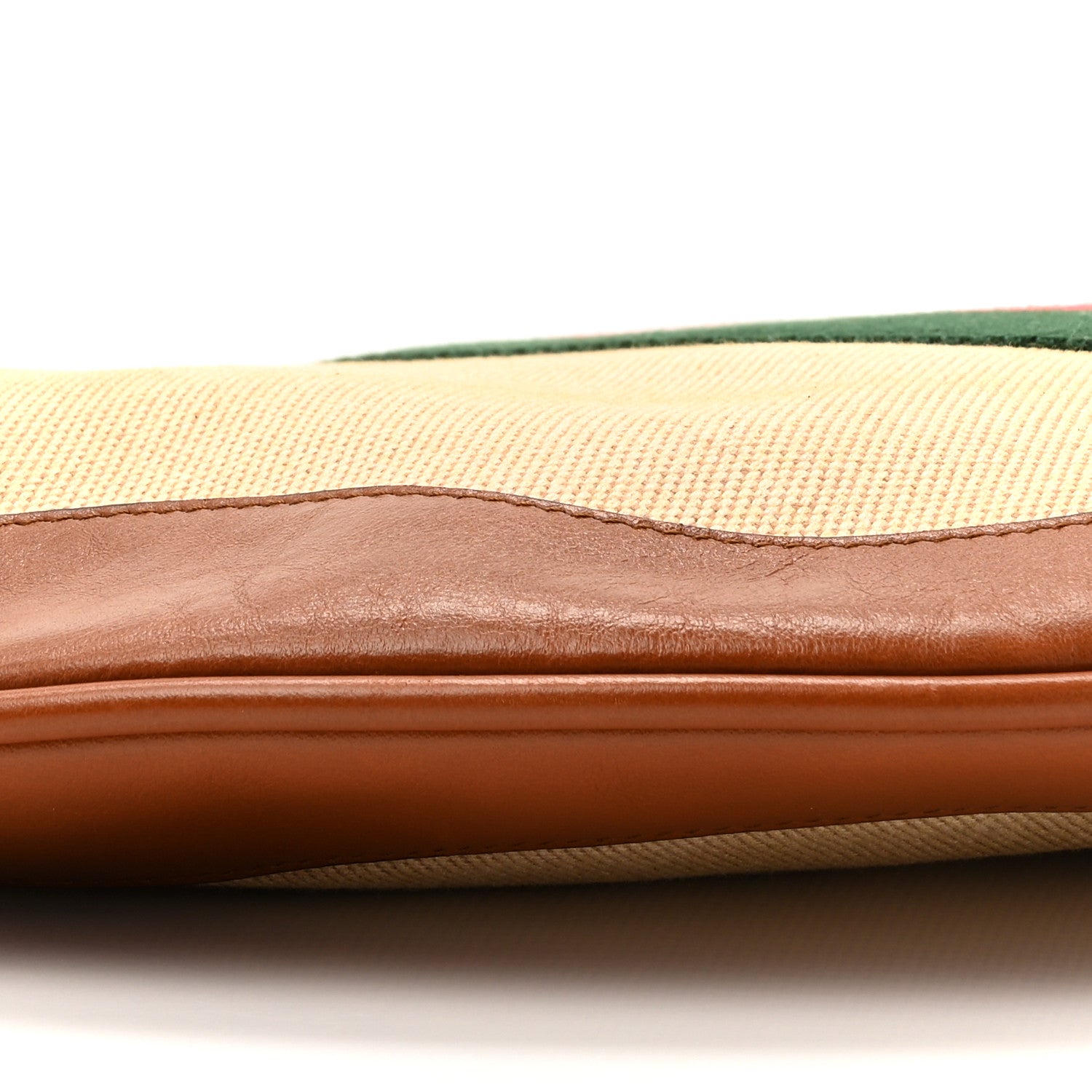 Gucci Vintage Canvas Calfskin Web Large Ophidia Half Moon Hobo Sand Light Cuir 10 of 10