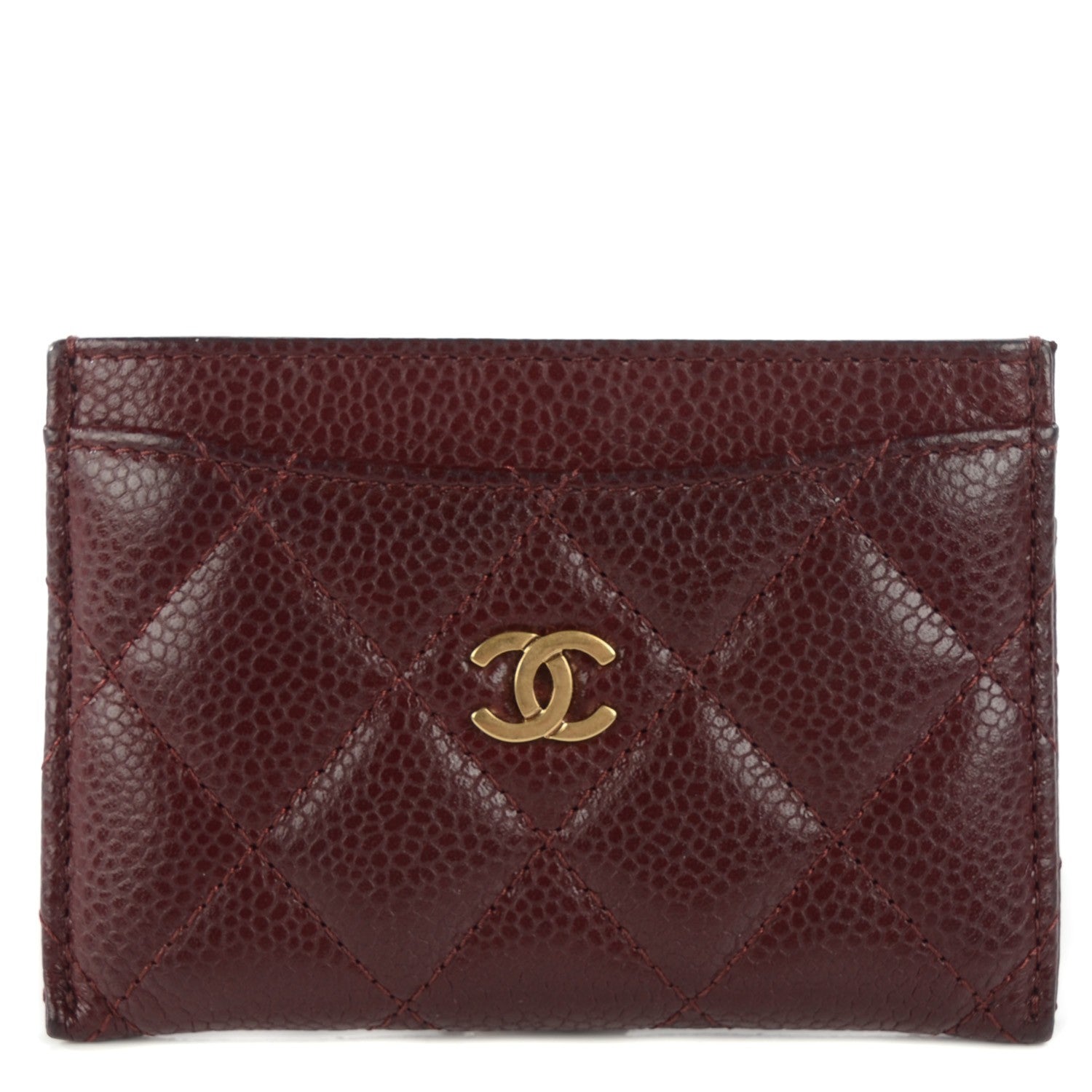 Chanel Caviar Quilted Card Holder Burgundy 1 of 9