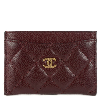 Chanel Caviar Quilted Card Holder Burgundy 1 of 9