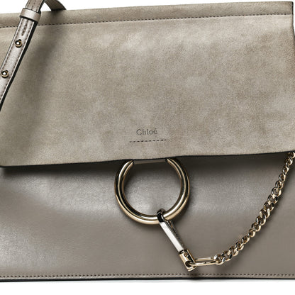 Chloe Calfskin Suede Medium Faye Shoulder Bag Motty Grey 8 of 15