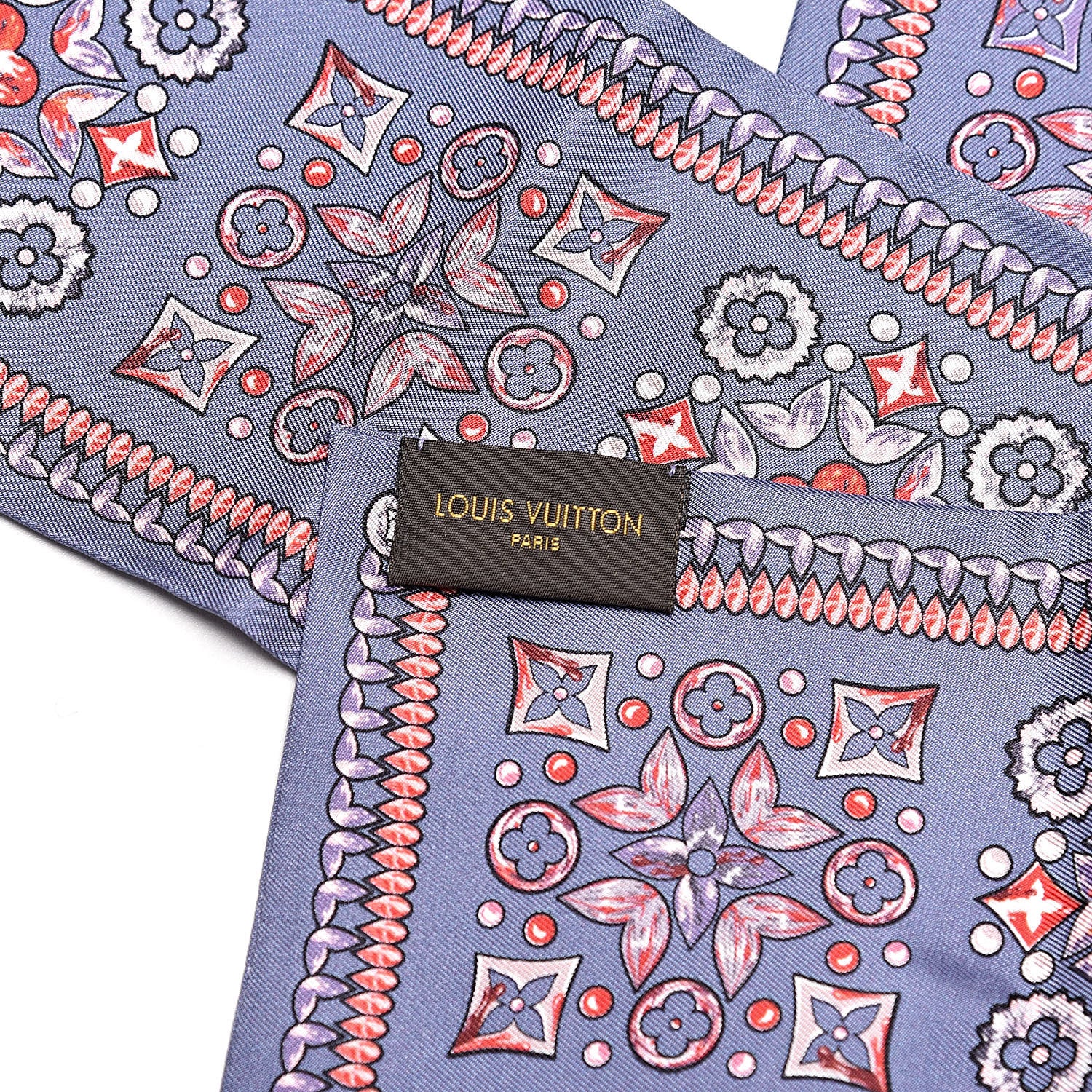 Louis Vuitton Silk Monogram Giant Lvrtual Flowers Bandeau Denim 4 of 4