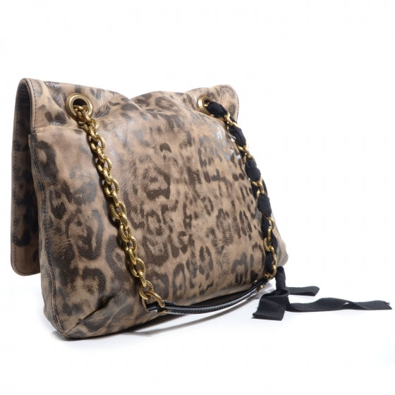Nubuck Happy Medium Leopard Print Shoulder Bag