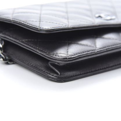Chanel Iridescent Lambskin Quilted Wallet On Chain WOC Grey 10 of 15