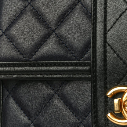 Chanel Lambskin Quilted Elegant CC Wallet On Chain WOC Navy Black 13 of 15