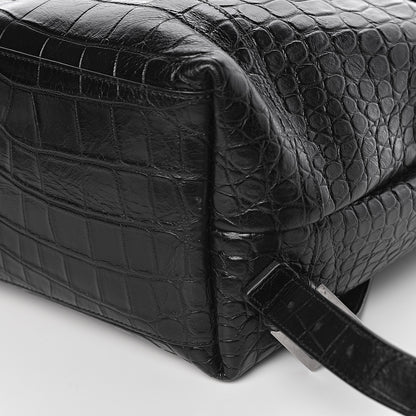 Saint Laurent Calfskin Crocodile Embossed Sac De Jour Backpack Black 9 of 11