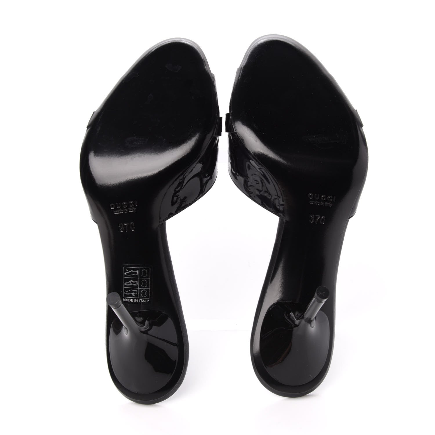 Gucci Patent GG Horsebit Mid Heel Slides 37 Black 5 of 11