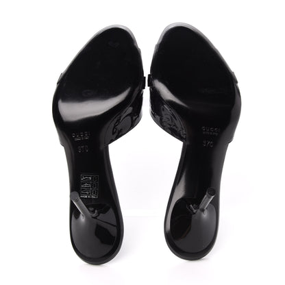 Gucci Patent GG Horsebit Mid Heel Slides 37 Black 5 of 11
