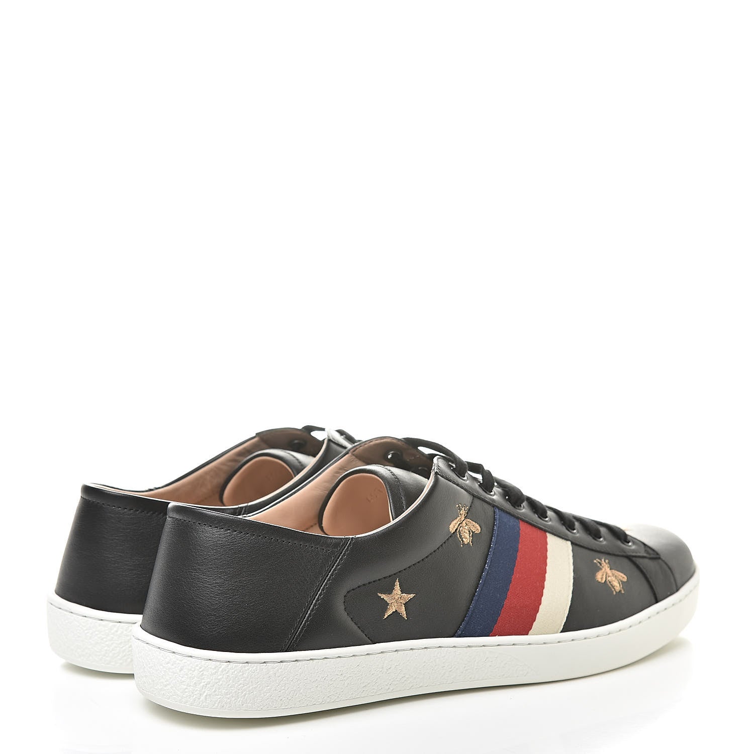 Gucci Calfskin Bee Star Embroidered Mens Sylvie Web Ace Sneakers 12 Black 4 of 8