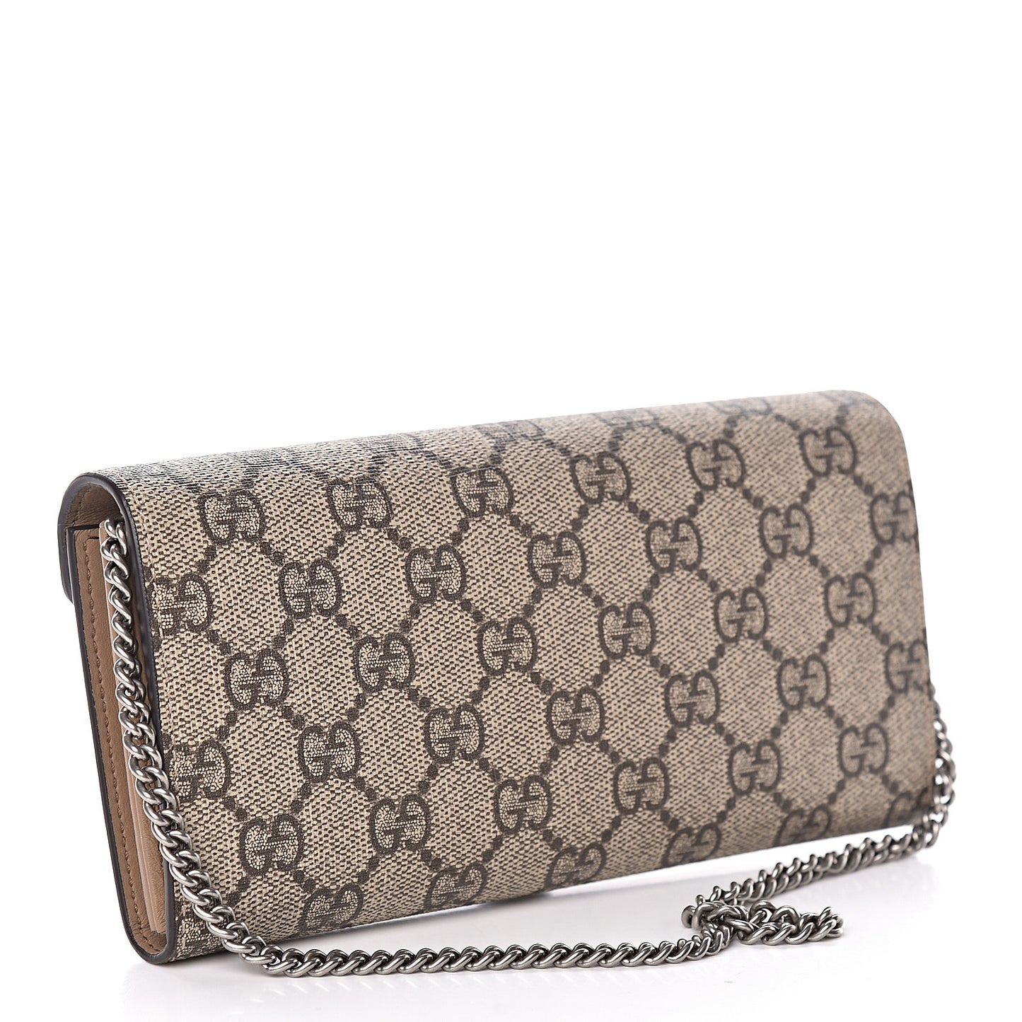 GG Supreme Monogram Dionysus Chain Clutch Wallet Beige Taupe