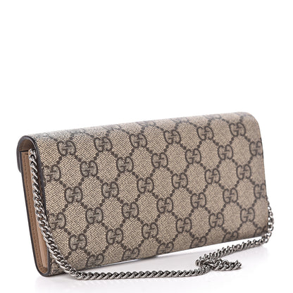 Gucci GG Supreme Monogram Dionysus Chain Clutch Wallet Beige Taupe 3 of 12
