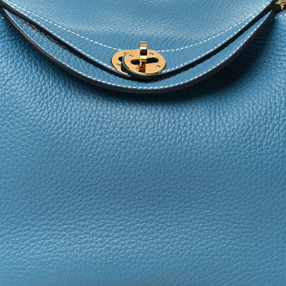 Hermes Taurillon Clemence Lindy 30 New Blue Jean 8 of 10