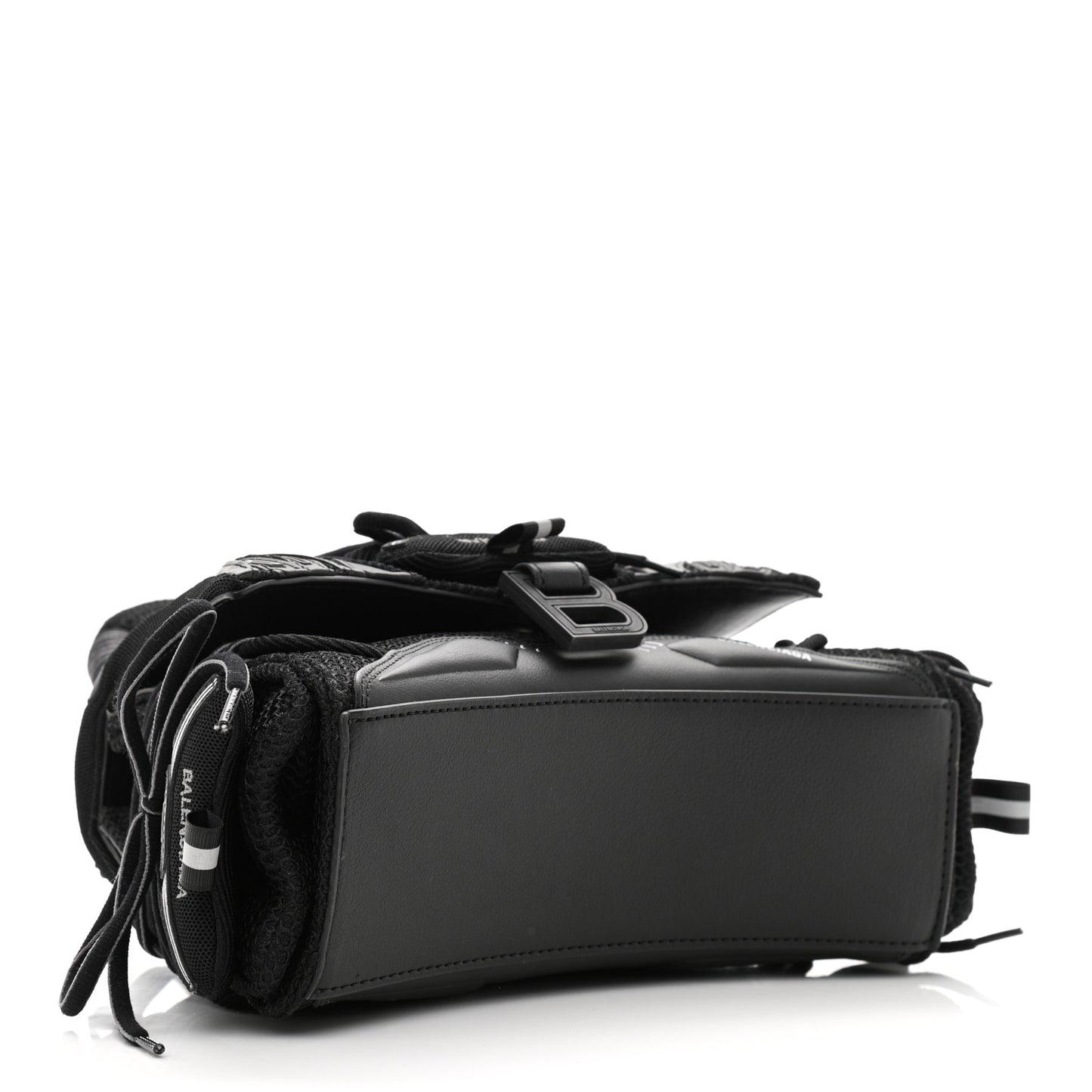 Faux Calfskin Fabric Small Sneakerhead Top Handle Bag Black