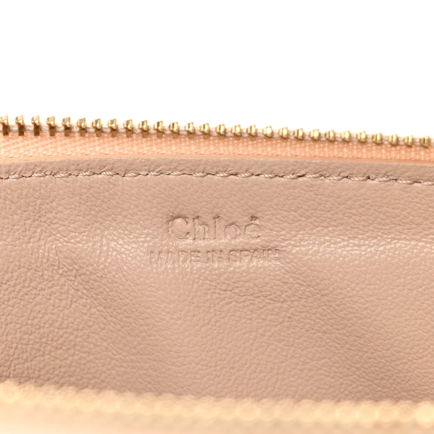 Calfskin Embossed Double Zip Flat Pouch Clutch Blush Nude