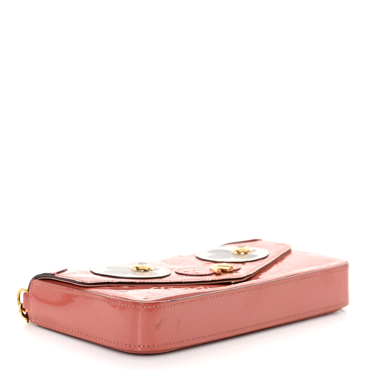 Louis Vuitton Vernis Valentine Dog Pochette Felicie Chain Wallet Pink 5 of 10