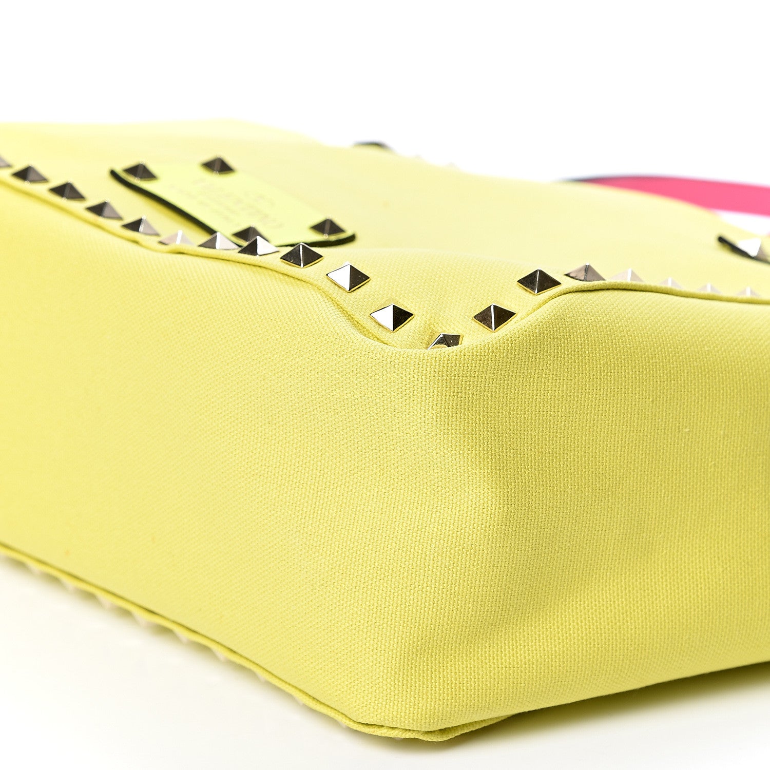 Valentino Garavani Canvas Small Rockstud Reversible Tote Pink Yellow 16 of 16