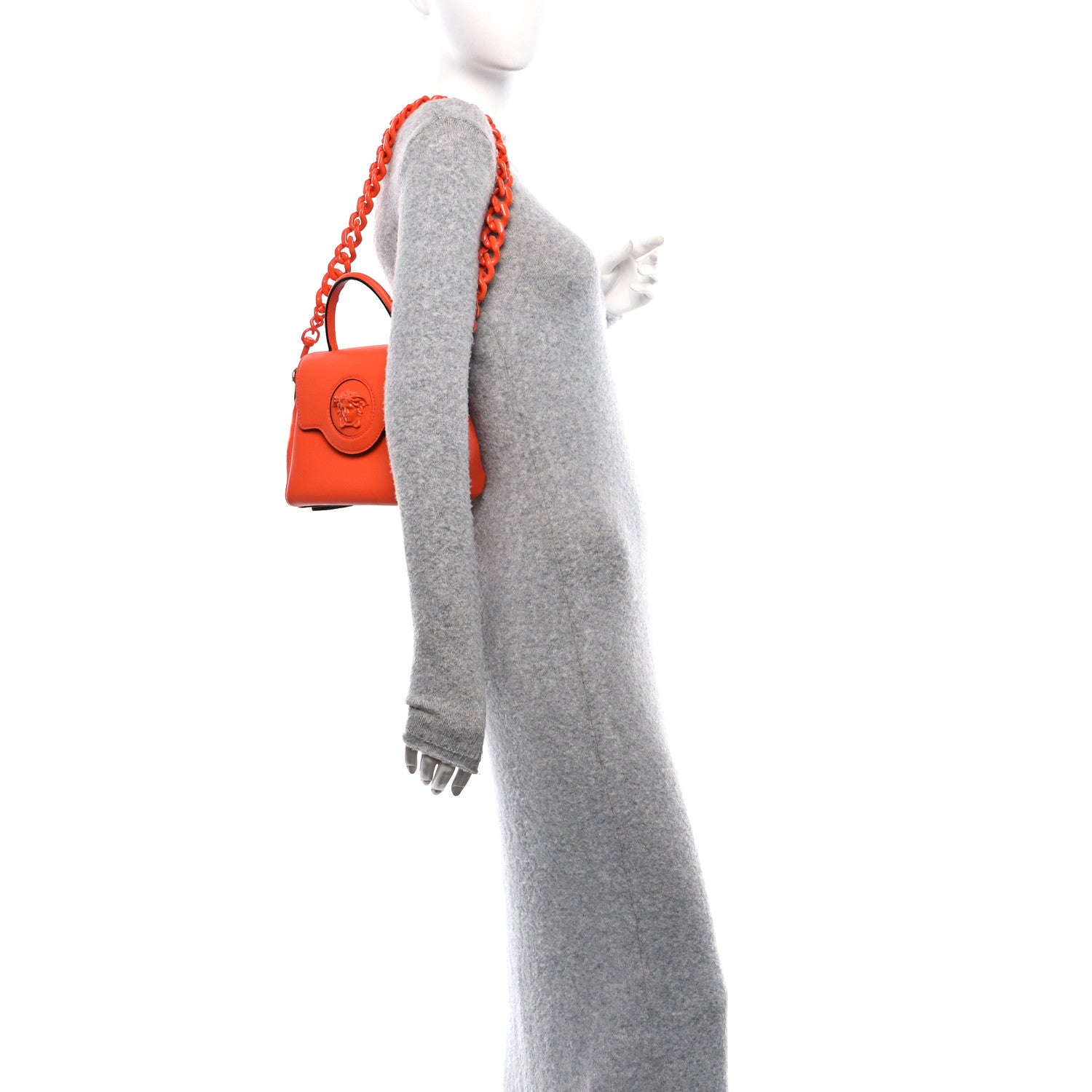 Versace Grained Calfskin Small La Medusa Top Handle Bag Orange 2 of 9