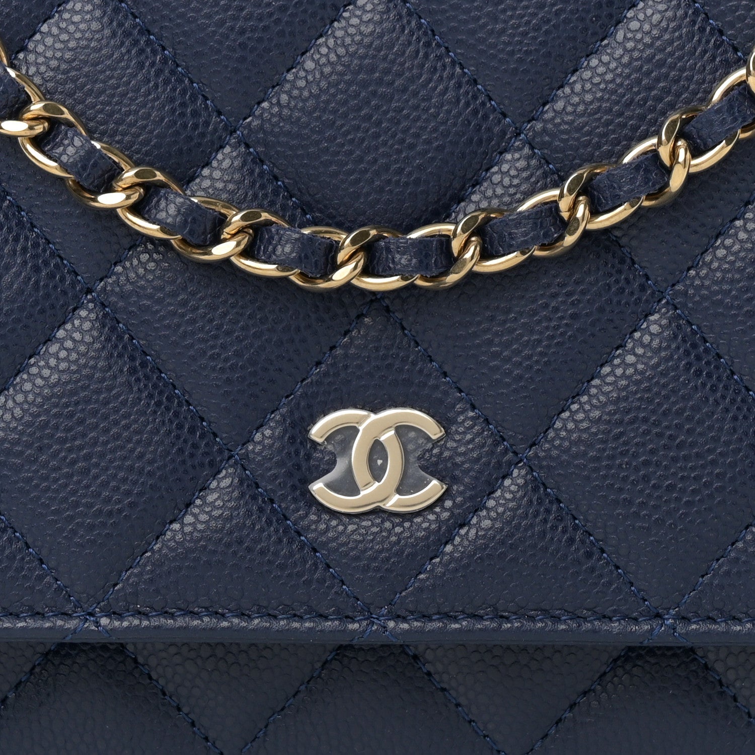 Chanel Caviar Quilted Wallet on Chain WOC Navy Blue 9 of 13