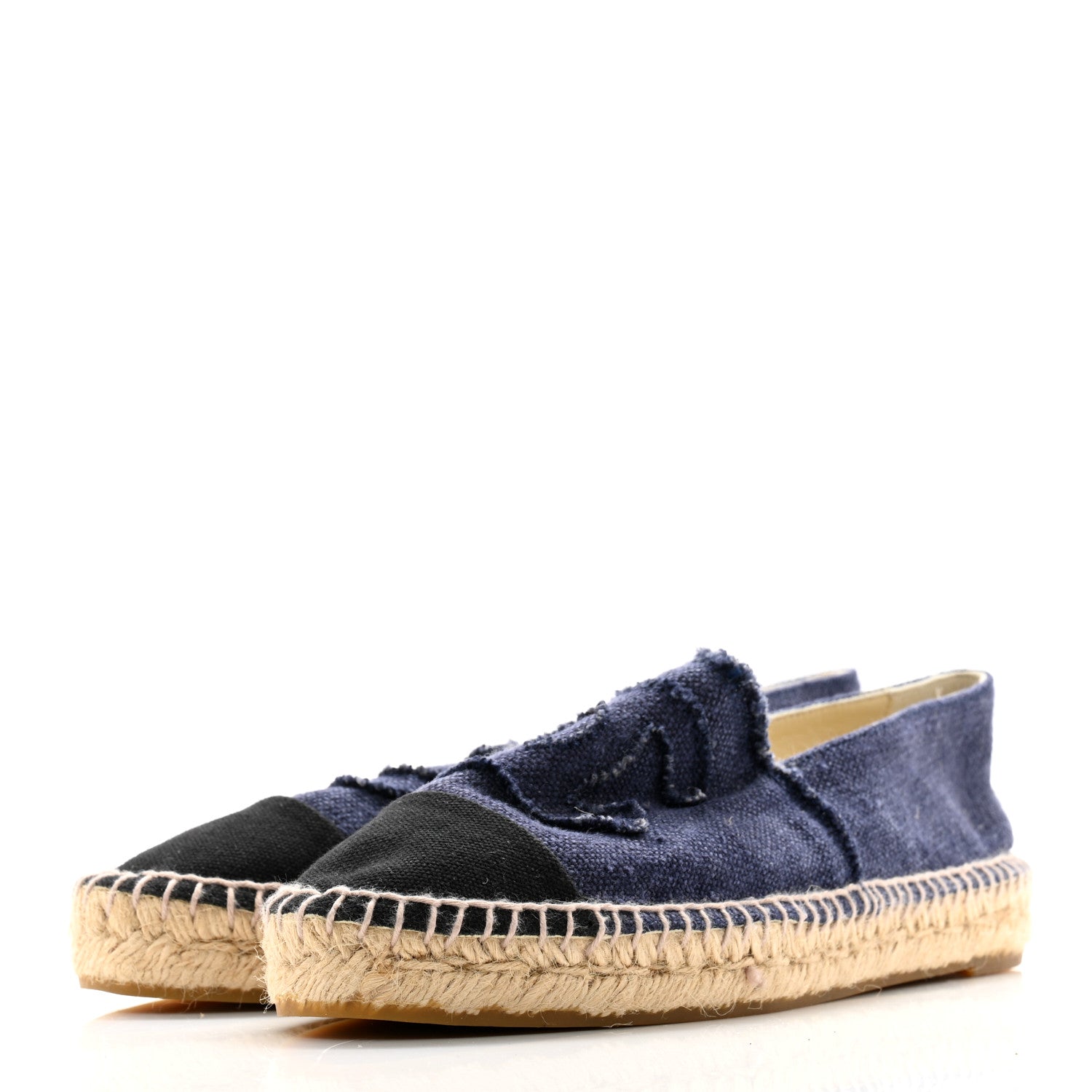 Chanel Denim Toile CC Espadrilles 40 Navy Black 3 of 10