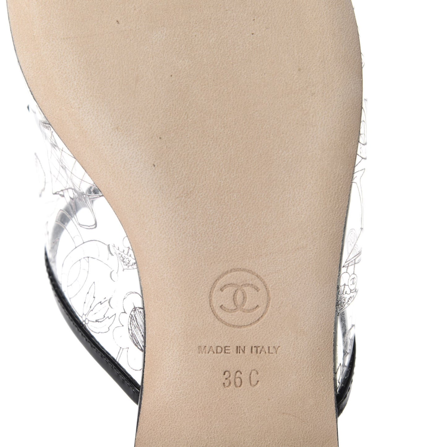 Patent Calfskin PVC Mule 36 Transparent Black