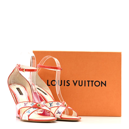 Louis Vuitton Monogram Multicolor Wedge Sandals 39 White Pink 28 of 28