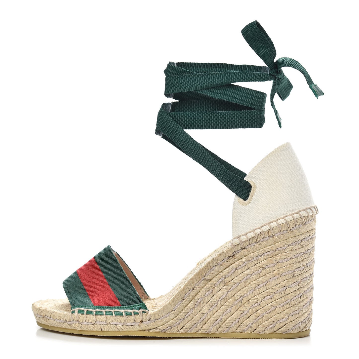 Canvas Malaga Kid Web Ankle Wrap Espadrille Wedge Sandals 38.5 Green Red Mystic White Emerald