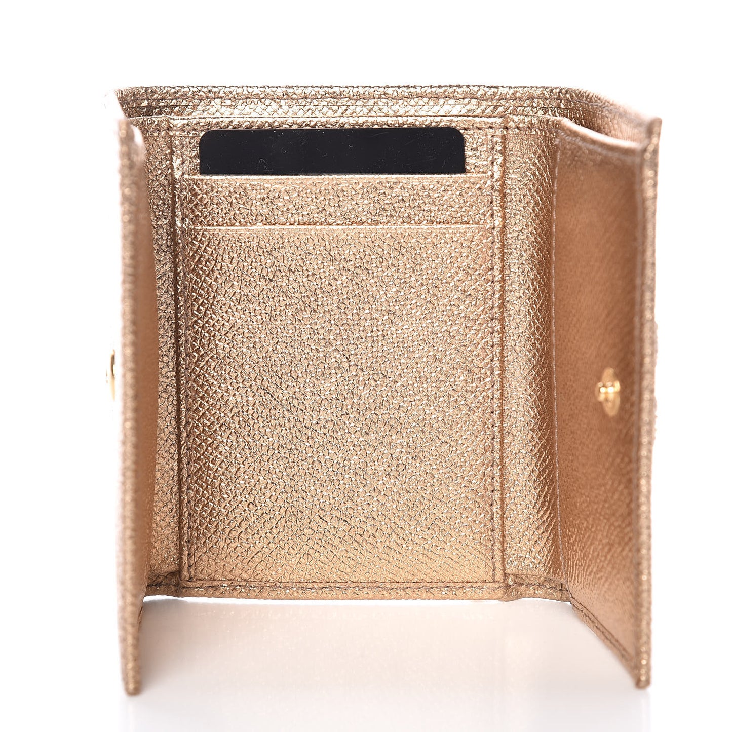 Laminato Dauphine French Flap Wallet Oro Antico
