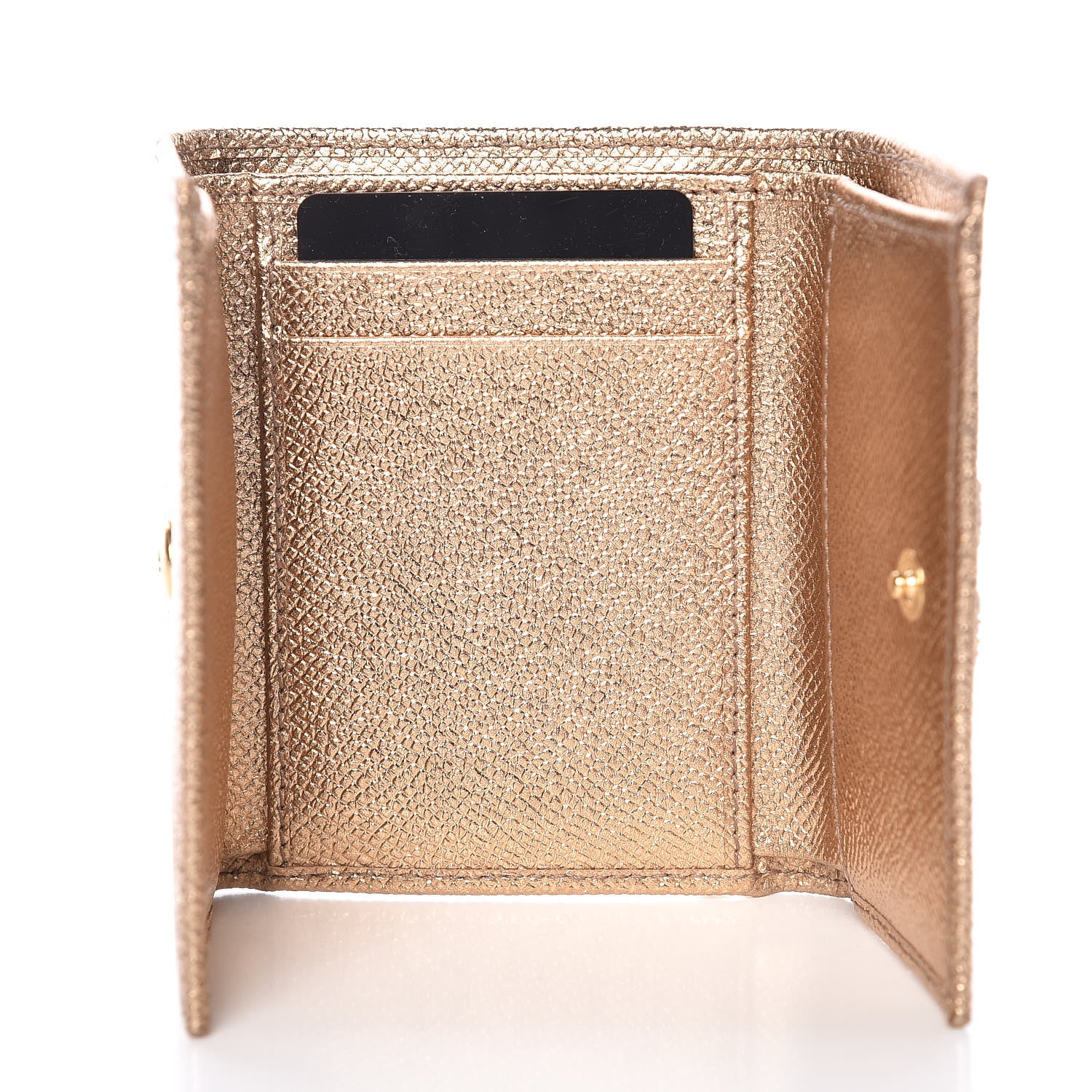 Dolce & Gabbana Laminato Dauphine French Flap Wallet Oro Antico 5 of 7