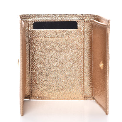 Dolce & Gabbana Laminato Dauphine French Flap Wallet Oro Antico 5 of 7
