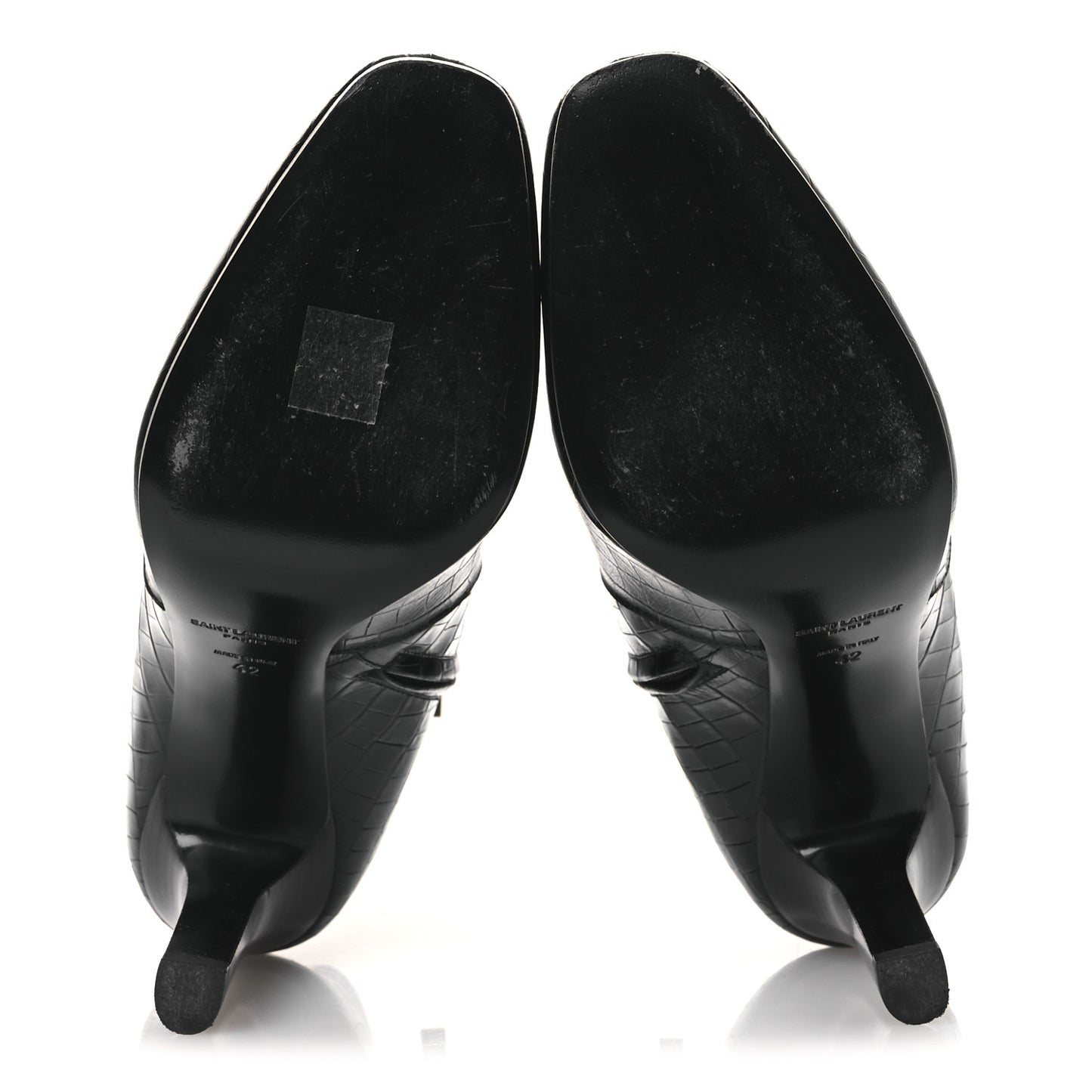 Shiny Crocodile Embossed Jane 90 Zip Booties 42 Black