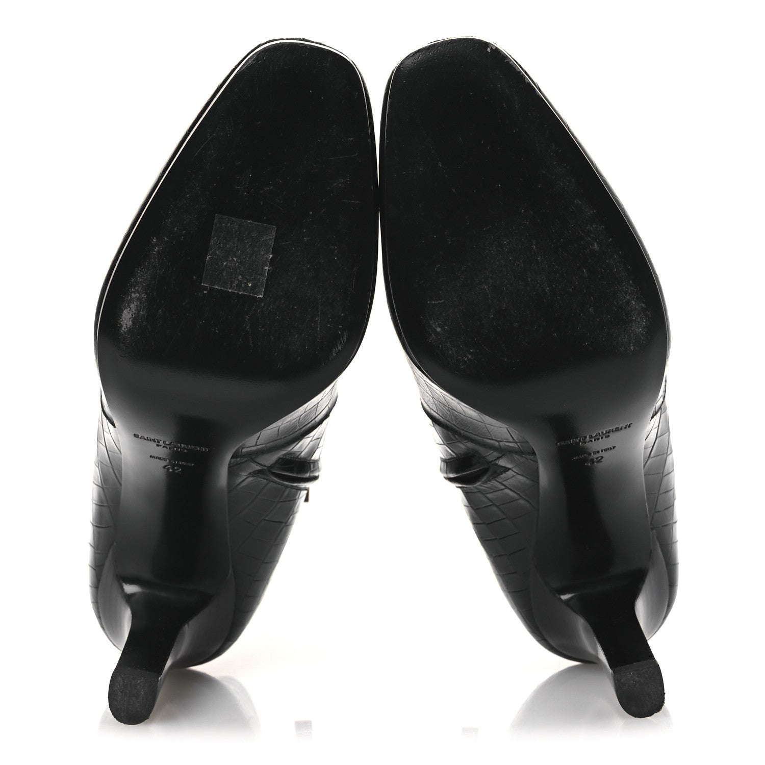 Saint Laurent Shiny Crocodile Embossed Jane 90 Zip Booties 42 Black 7 of 11