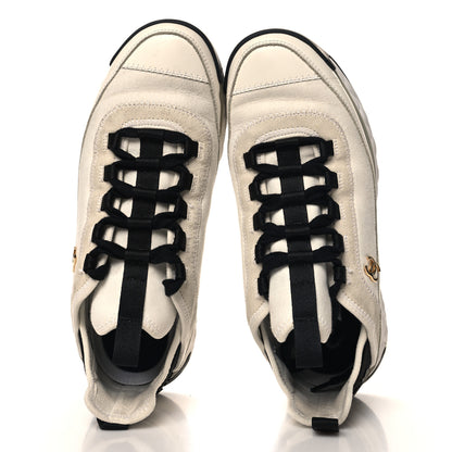 Chanel Velvet Calfskin Mixed Fibers CC Sneakers 39 Ivory Black 2 of 9