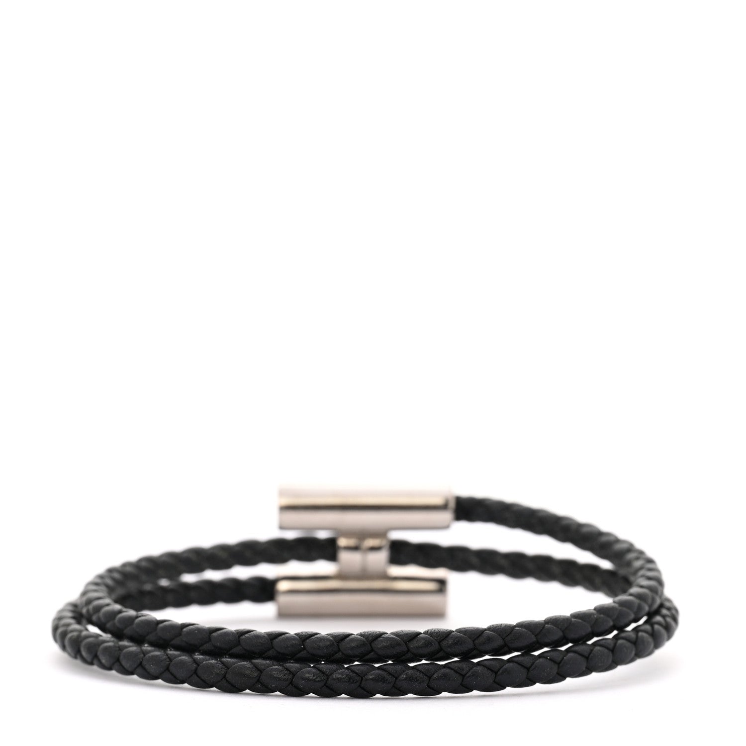 Hermes Swift Double Wrap Cord Tournis Tresse Bracelet Black