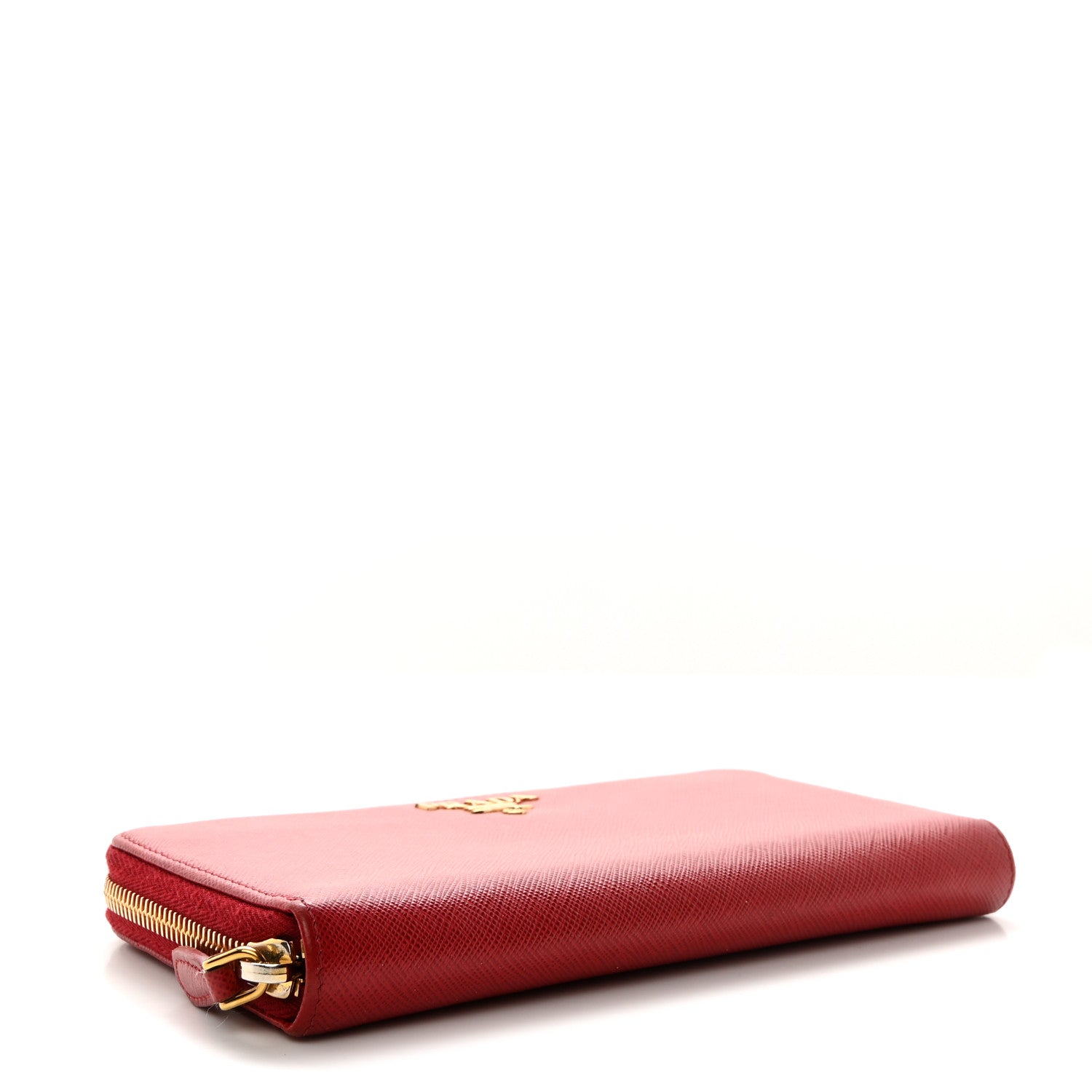 Prada Saffiano Metal Zip Around Wallet Fuoco 4 of 12