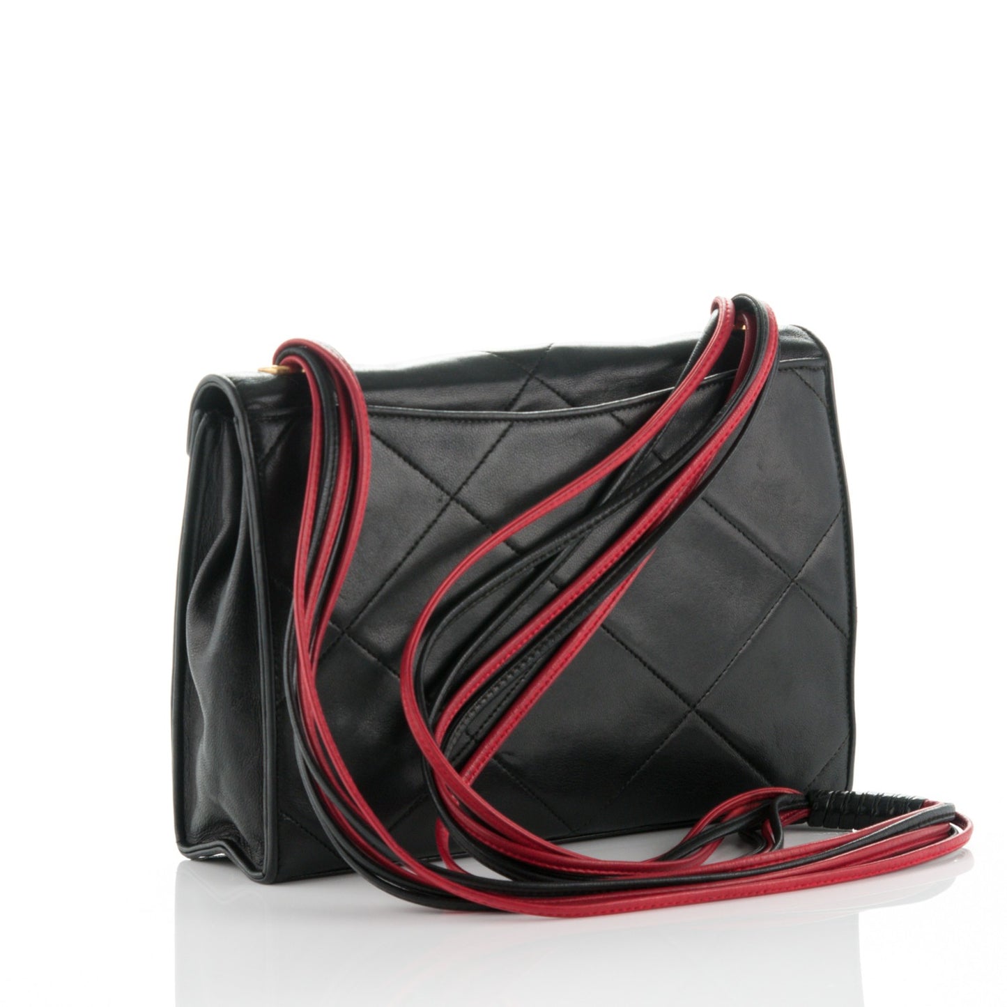 Lambskin Medium Envelope Single Flap Black Red