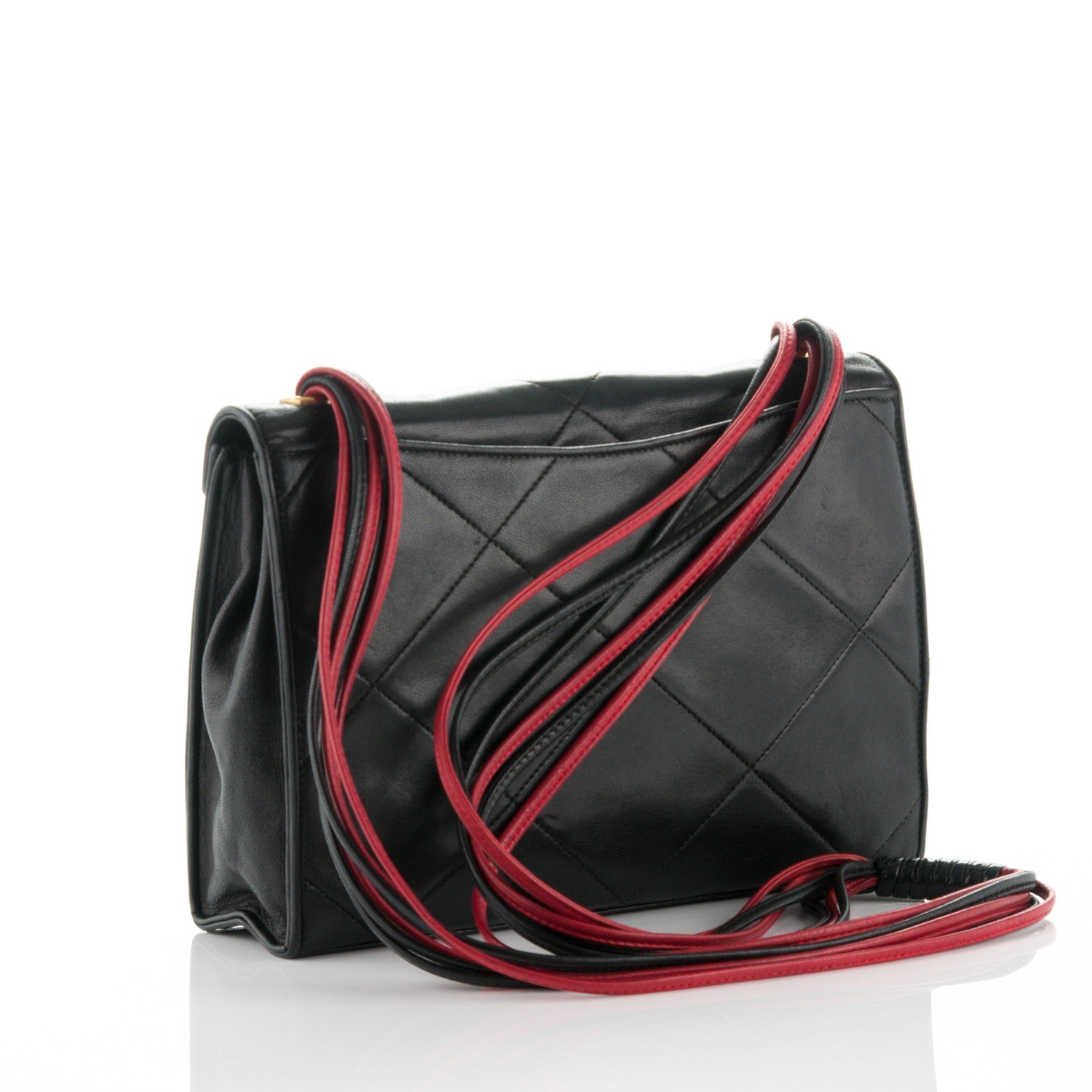 Chanel Lambskin Medium Envelope Single Flap Black Red 3 of 7