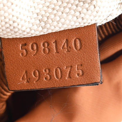 Gucci GG Supreme Monogram Calfskin Rhombus Print Medium Ophidia Double Buckle Backpack Beige Ebony Mystic White Hazel Brown 7 of 10