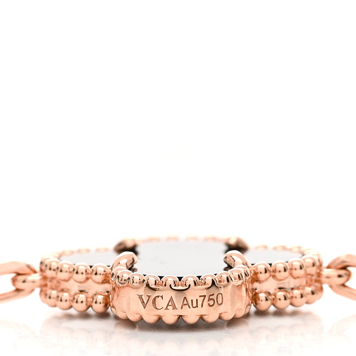 18K Rose Gold Diamond Gray Mother of Pearl 5 Motifs Vintage Alhambra Bracelet