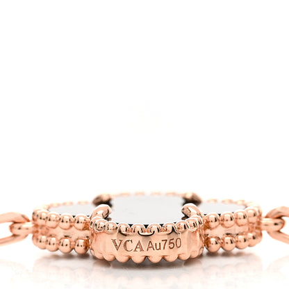 Van Cleef & Arpels 18K Rose Gold Diamond Gray Mother of Pearl 5 Motifs Vintage Alhambra Bracelet 4 of 5