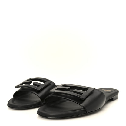 Fendi Vitello Cuoio Baguette Flat Slide Sandals 38 Black 4 of 8