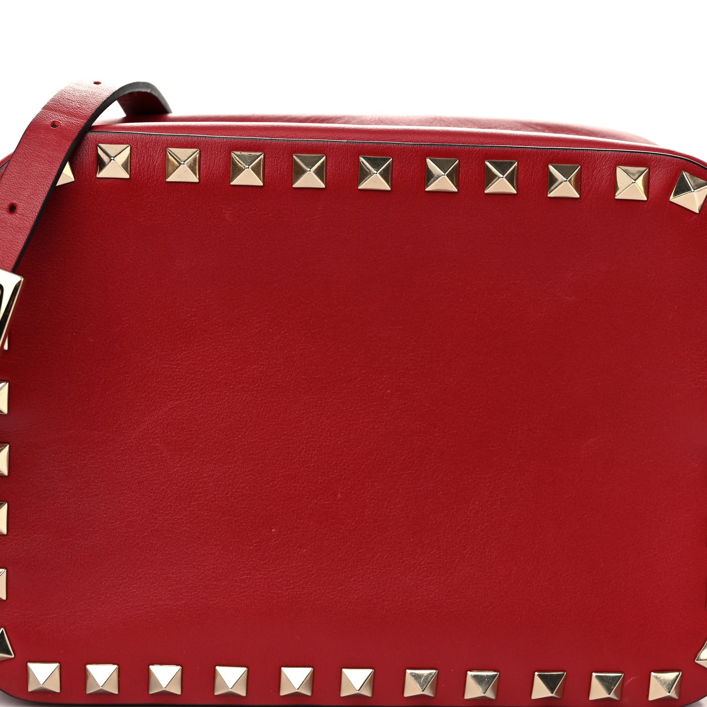 Calfskin Rockstud Camera Crossbody Bag Red