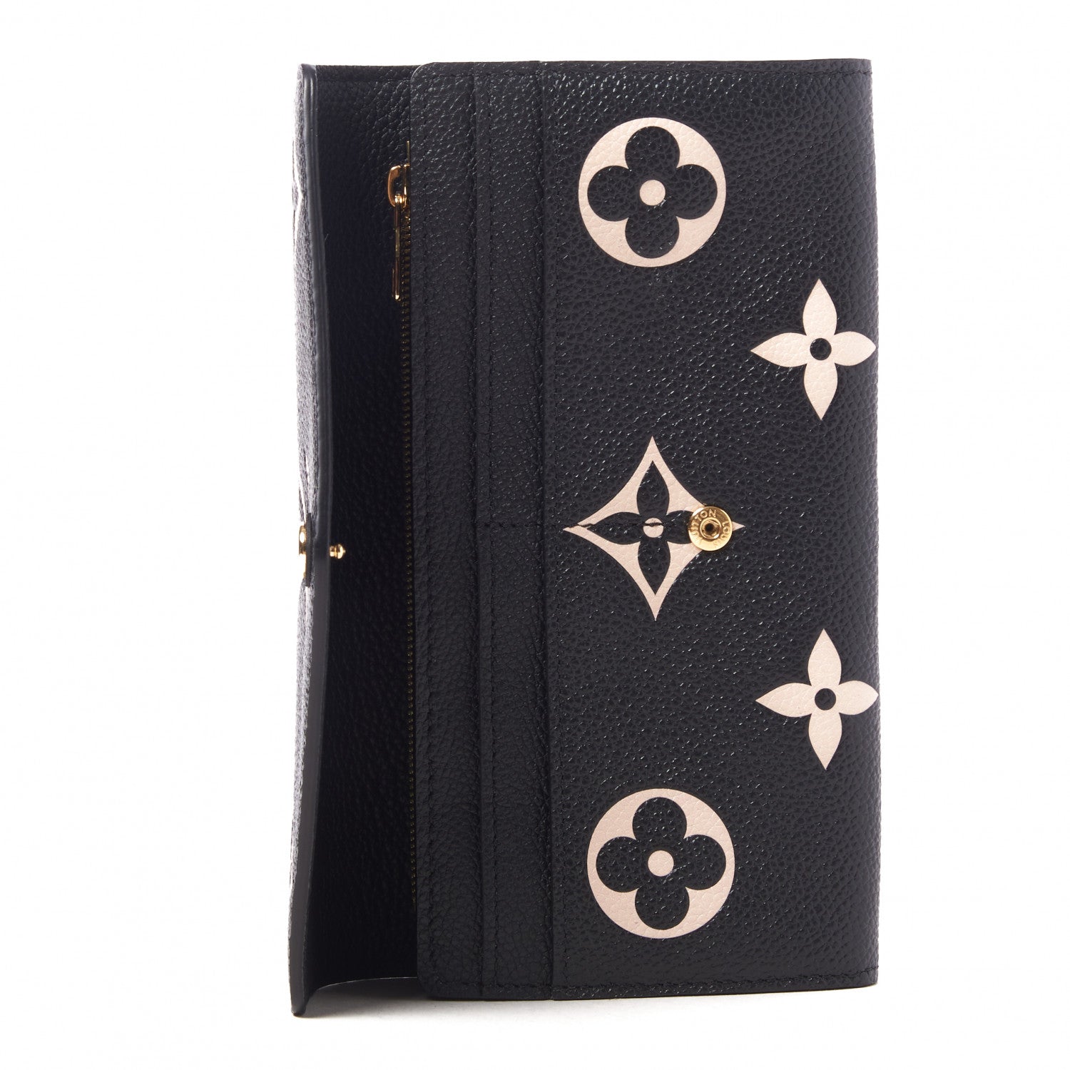 Louis Vuitton Monogram Empreinte Giant Sarah Wallet Black Beige 7 of 8