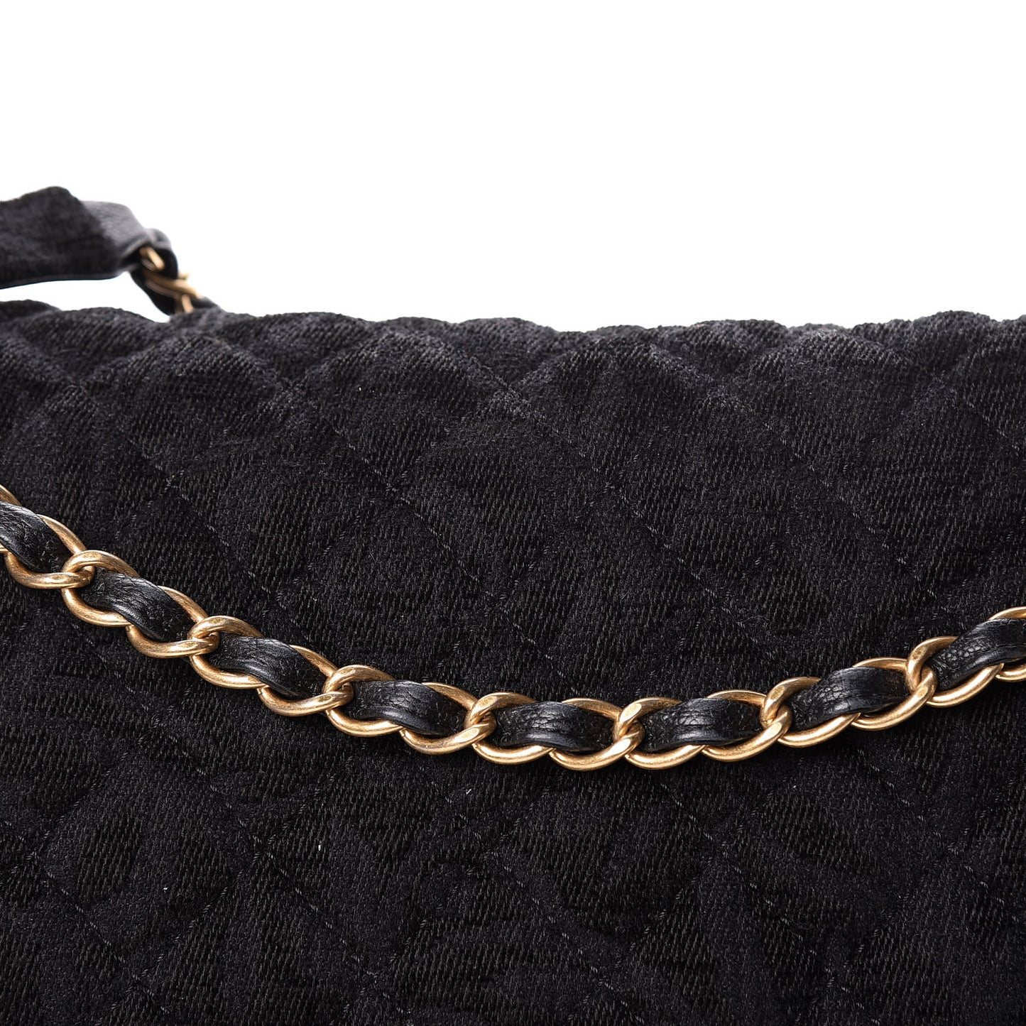 Velvet Camellia Stamped XXL Travel Flap Bag Black