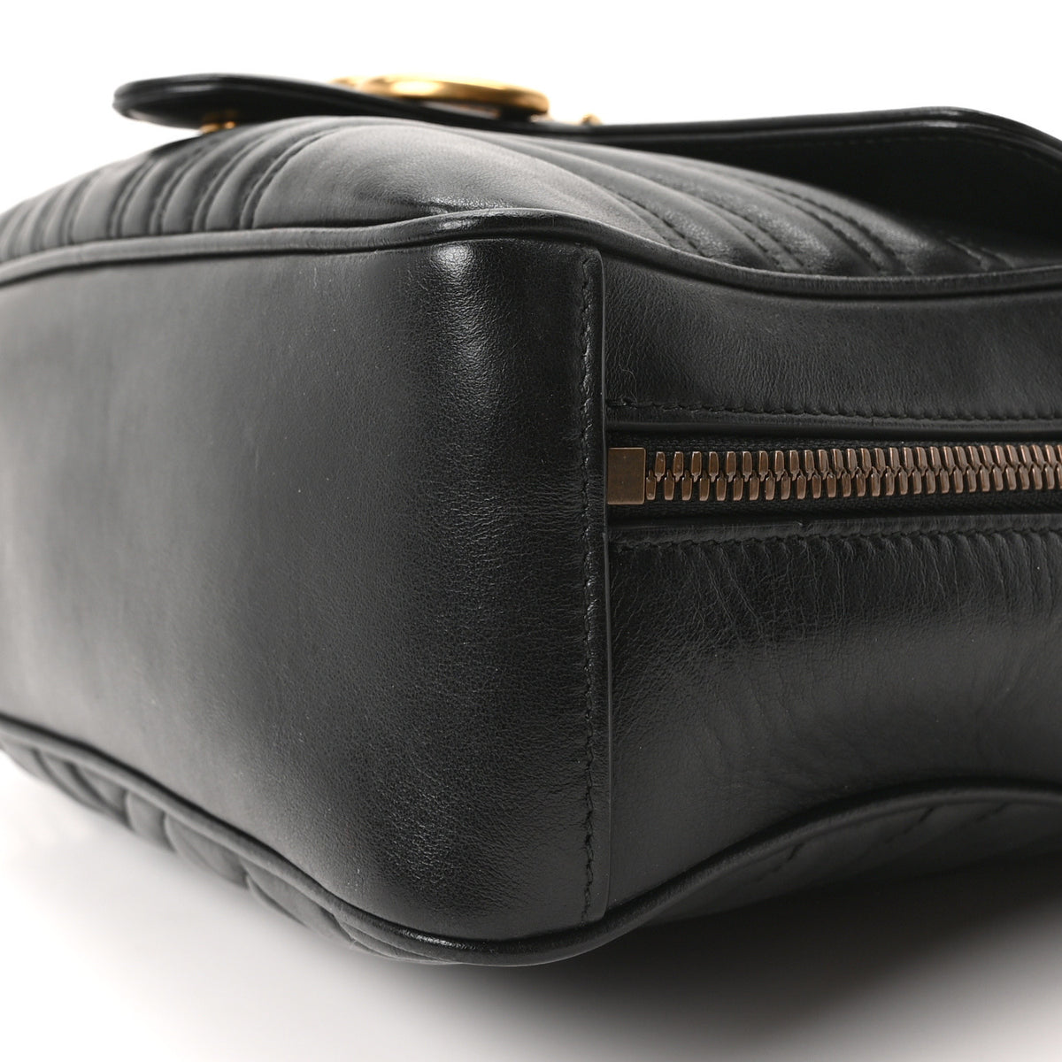 Gucci Calfskin Matelasse Sylvie Web Small GG Marmont Top Handle Shoulder Bag Black 10 of 10