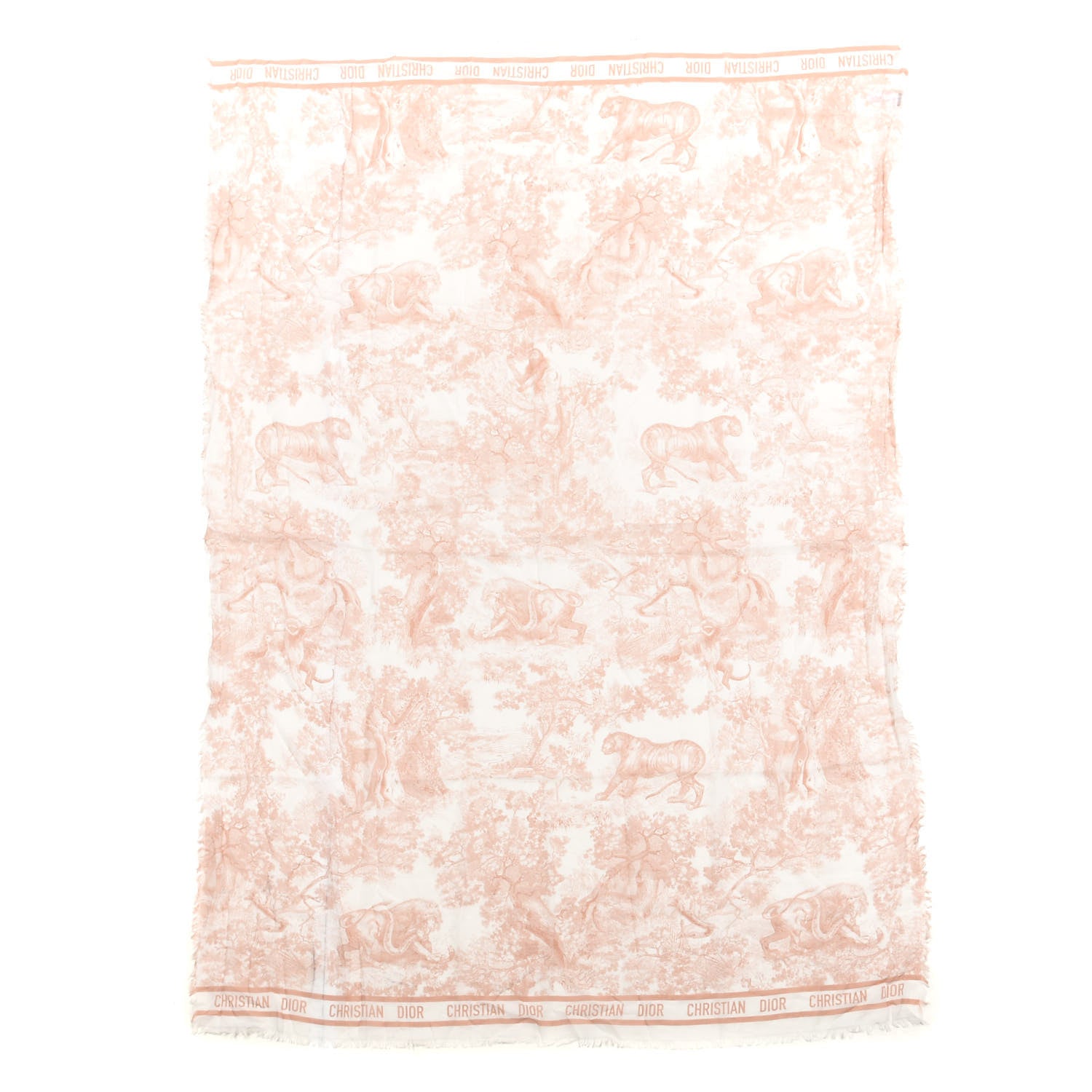 Christian Dior Cotton Fringe Dioriviera Toile De Jouy Sarong Pink 1 of 3
