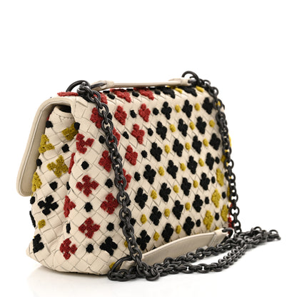 Bottega Veneta Nappa Intrecciato Embroidered Mosaic Olimpia Shoulder Bag White Multicolor 3 of 12