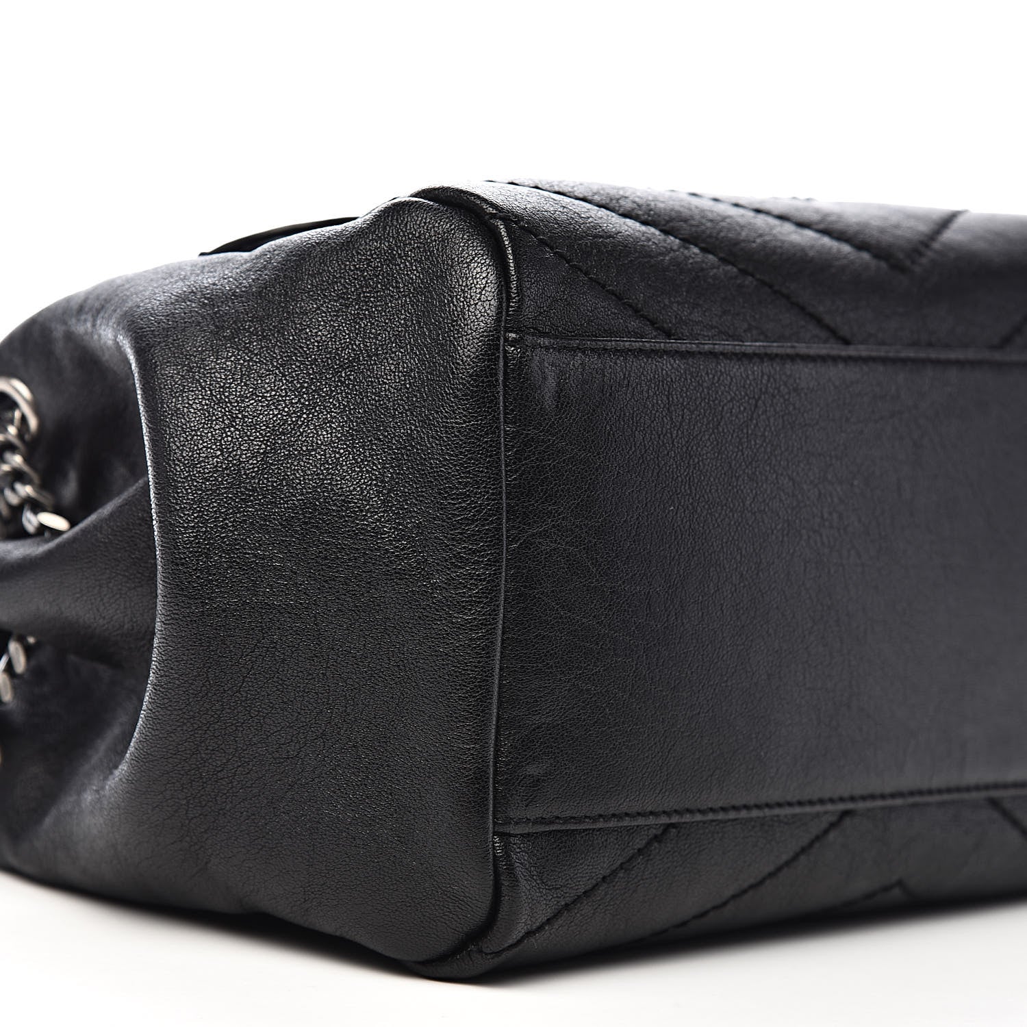 Saint Laurent Pebbled Lambskin Chevron Monogram Small Nolita Black 7 of 9