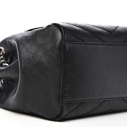 Saint Laurent Pebbled Lambskin Chevron Monogram Small Nolita Black 7 of 9